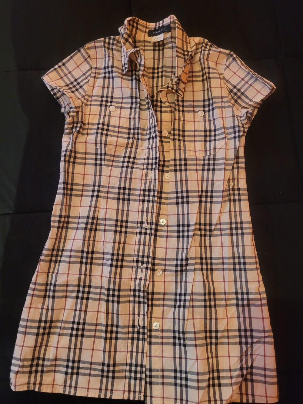 Burberry Beige Plaid Button-Front Kids Dress